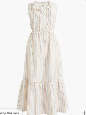 J. Crew Shimmer Tie Front Midi Dress Size 8 Tiered Confetti